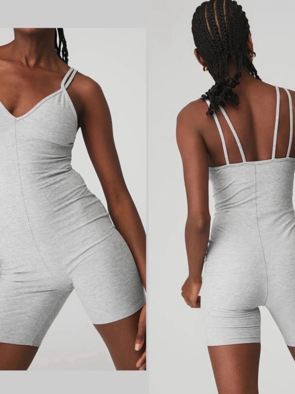 ALO Yoga Double-Strap Heather Gray Romper